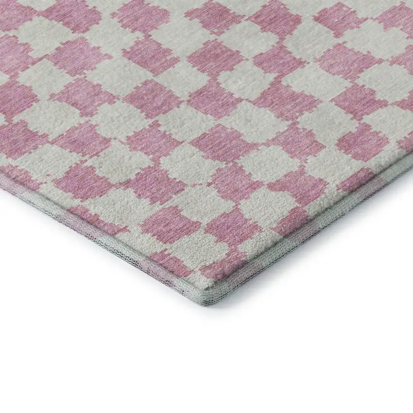 Pink And Ivory Geometric Washable Area Rug With UV Protection Photo 8