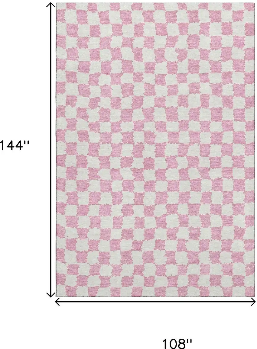 Pink And Ivory Geometric Washable Area Rug With UV Protection Photo 9