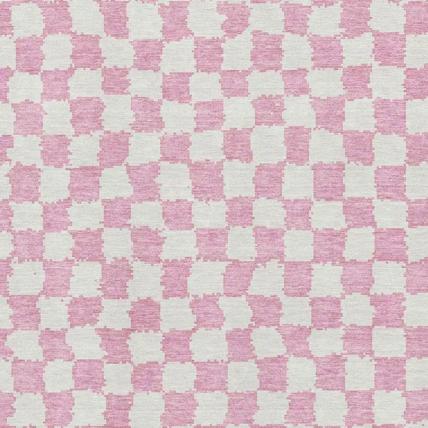 Pink And Ivory Geometric Washable Area Rug With UV Protection Photo 3