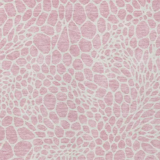 Pink And Ivory Geometric Washable Indoor Outdoor Area Rug Photo 7