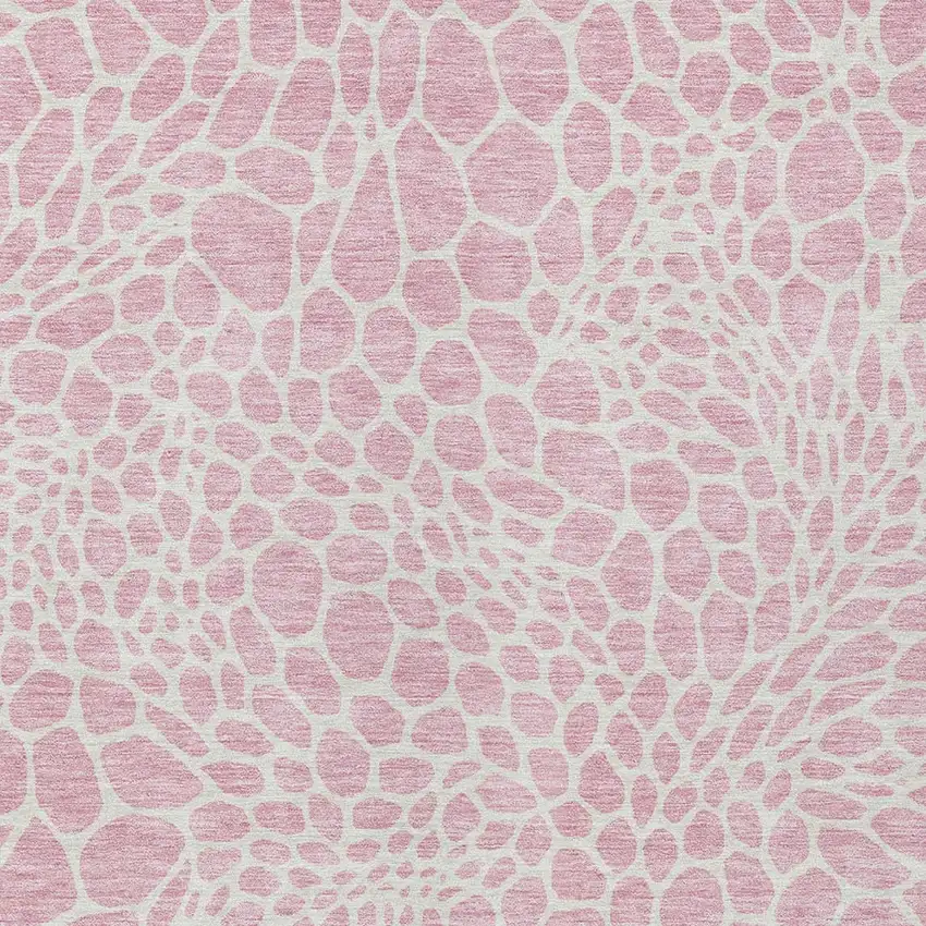 Pink And Ivory Geometric Washable Indoor Outdoor Area Rug Photo 7