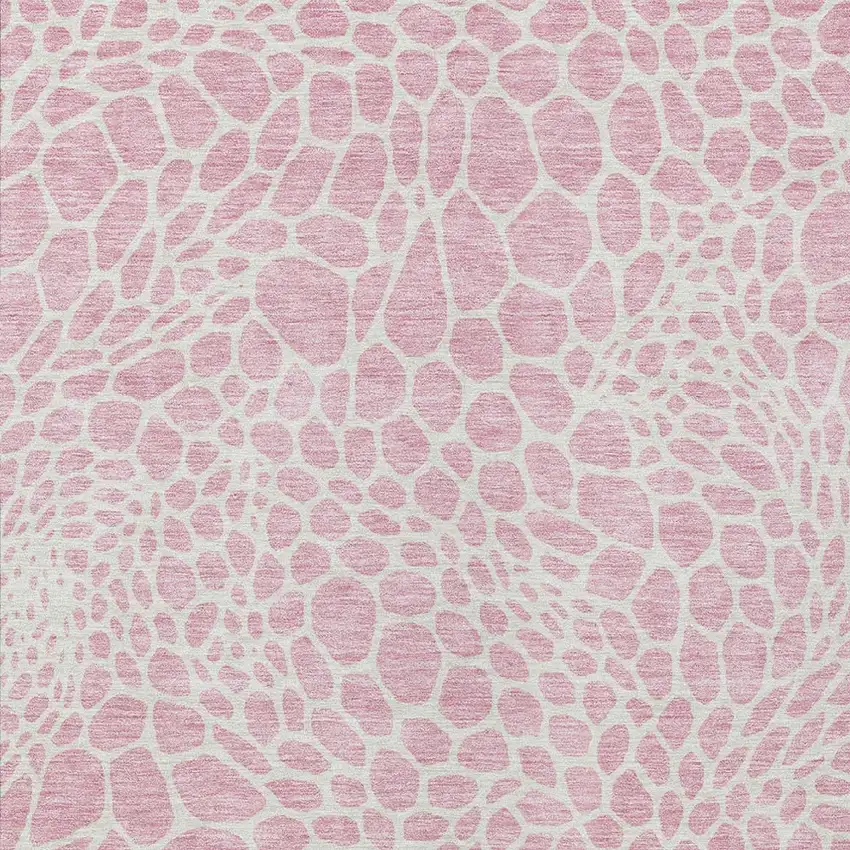 Pink And Ivory Geometric Washable Indoor Outdoor Area Rug Photo 7