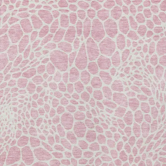 Pink And Ivory Geometric Washable Indoor Outdoor Area Rug Photo 7