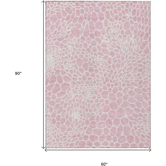 Pink And Ivory Geometric Washable Indoor Outdoor Area Rug Photo 3