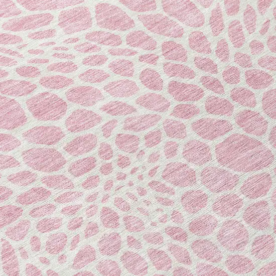 Pink And Ivory Geometric Washable Indoor Outdoor Area Rug Photo 6