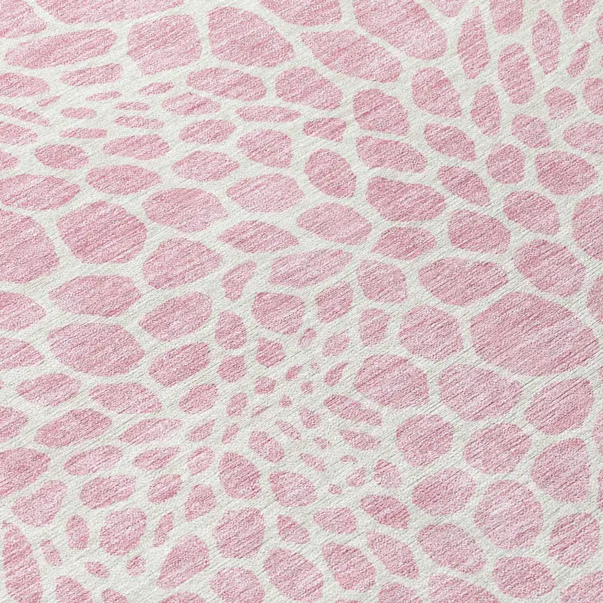 Pink And Ivory Geometric Washable Indoor Outdoor Area Rug Photo 6