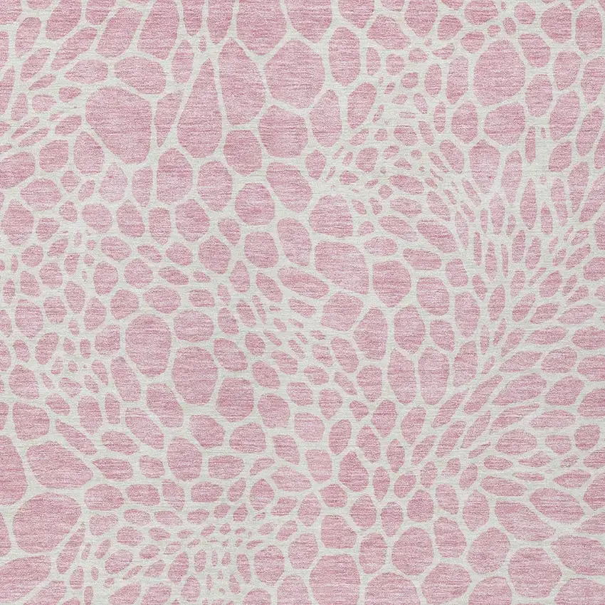 Pink And Ivory Geometric Washable Indoor Outdoor Area Rug Photo 7