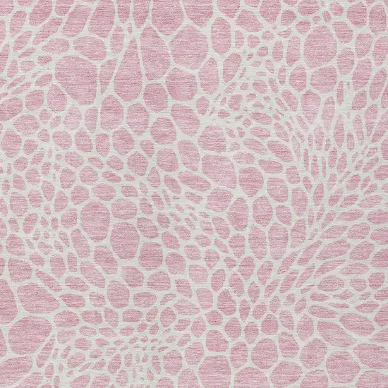 Pink And Ivory Geometric Washable Indoor Outdoor Area Rug Photo 7