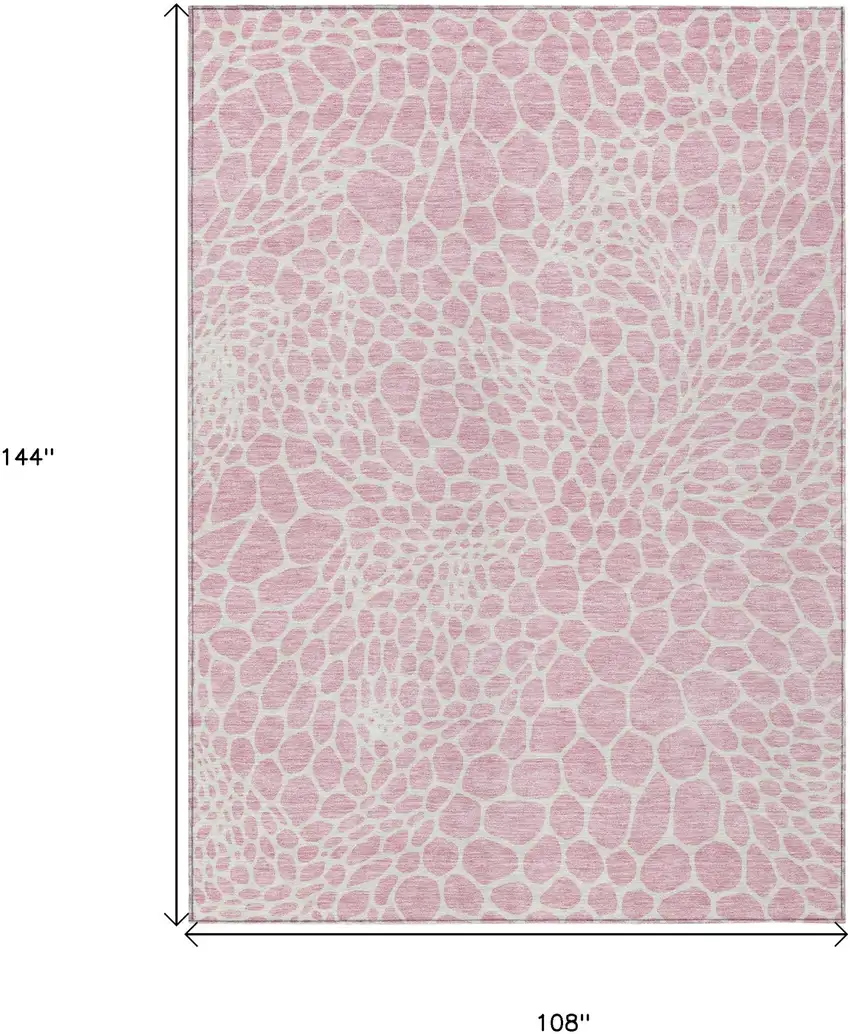 Pink And Ivory Geometric Washable Indoor Outdoor Area Rug Photo 3