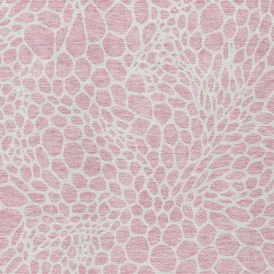 Pink And Ivory Geometric Washable Indoor Outdoor Area Rug Photo 7