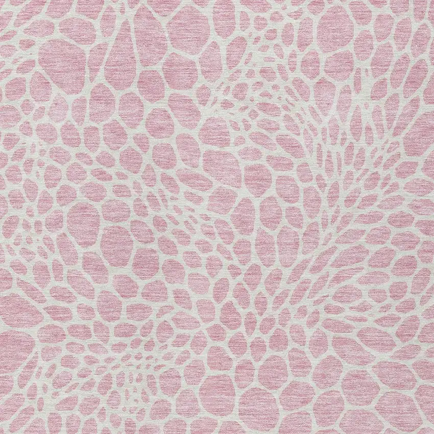 Pink And Ivory Geometric Washable Indoor Outdoor Area Rug Photo 7