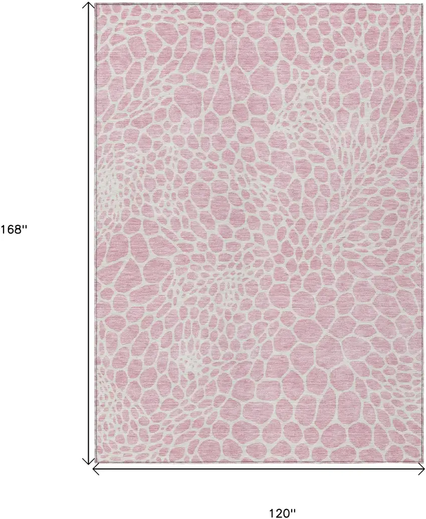 Pink And Ivory Geometric Washable Indoor Outdoor Area Rug Photo 3
