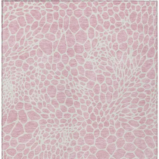 Pink And Ivory Geometric Washable Indoor Outdoor Area Rug Photo 8