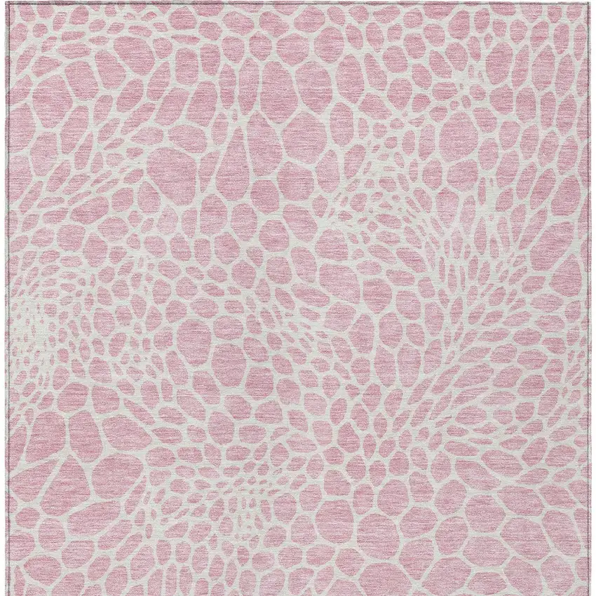 Pink And Ivory Geometric Washable Indoor Outdoor Area Rug Photo 8