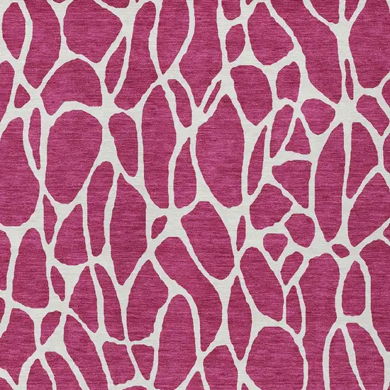 Pink And Ivory Geometric Washable Indoor Outdoor Area Rug Photo 6