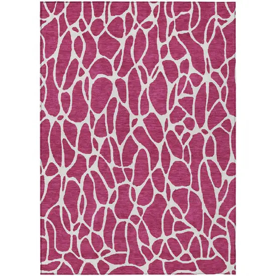 Pink And Ivory Geometric Washable Indoor Outdoor Area Rug Photo 2