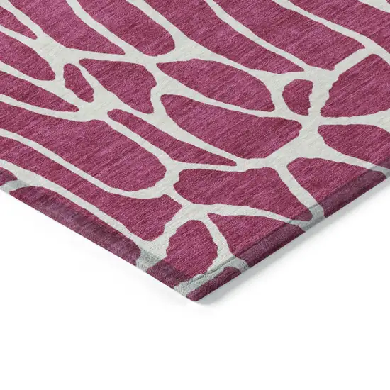 Pink And Ivory Geometric Washable Indoor Outdoor Area Rug Photo 4