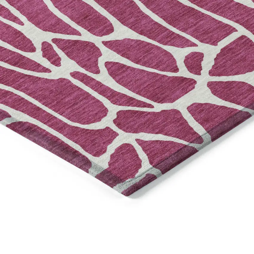 Pink And Ivory Geometric Washable Indoor Outdoor Area Rug Photo 4