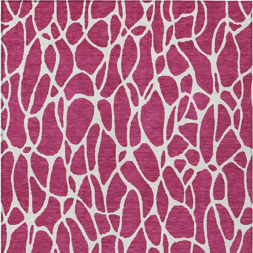 Pink And Ivory Geometric Washable Indoor Outdoor Area Rug Photo 7