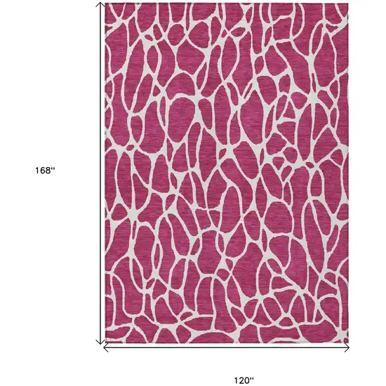Pink And Ivory Geometric Washable Indoor Outdoor Area Rug Photo 3
