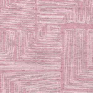 Photo of Pink And Ivory Geometric Washable Indoor Outdoor Area Rug