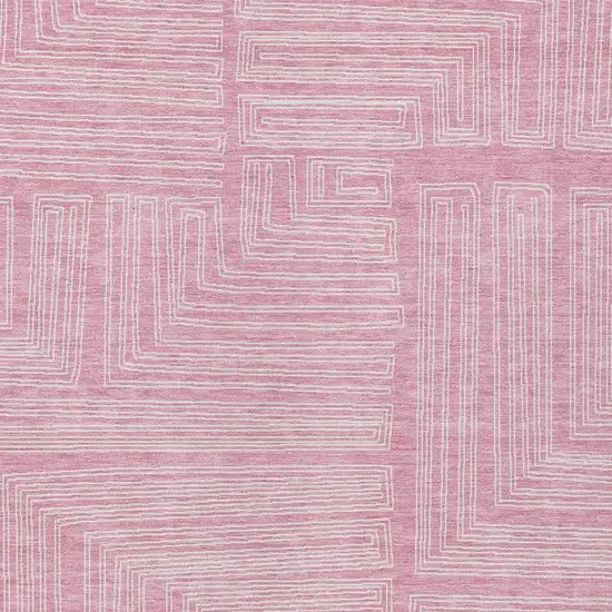 Pink And Ivory Geometric Washable Indoor Outdoor Area Rug Photo 4
