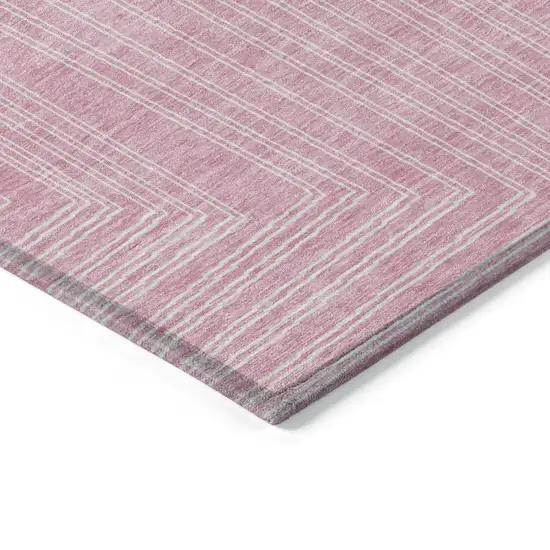 Pink And Ivory Geometric Washable Indoor Outdoor Area Rug Photo 3