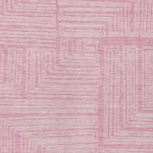 Photo of Pink And Ivory Geometric Washable Indoor Outdoor Area Rug