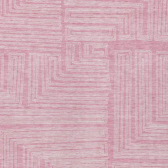 Pink And Ivory Geometric Washable Indoor Outdoor Area Rug Photo 4
