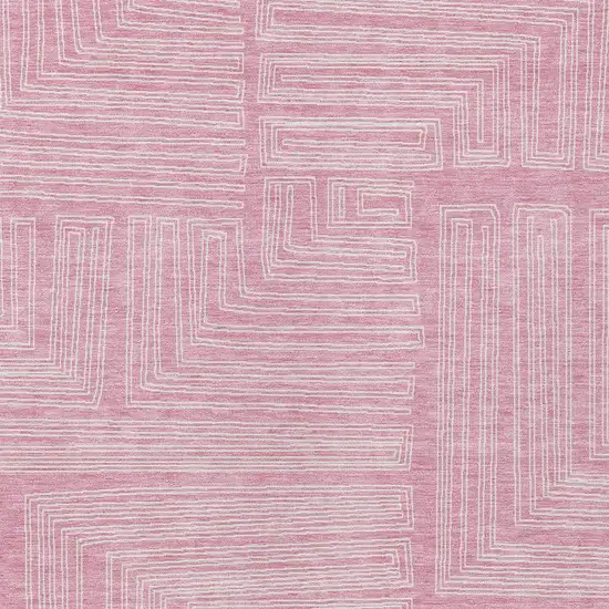 Pink And Ivory Geometric Washable Indoor Outdoor Area Rug Photo 4