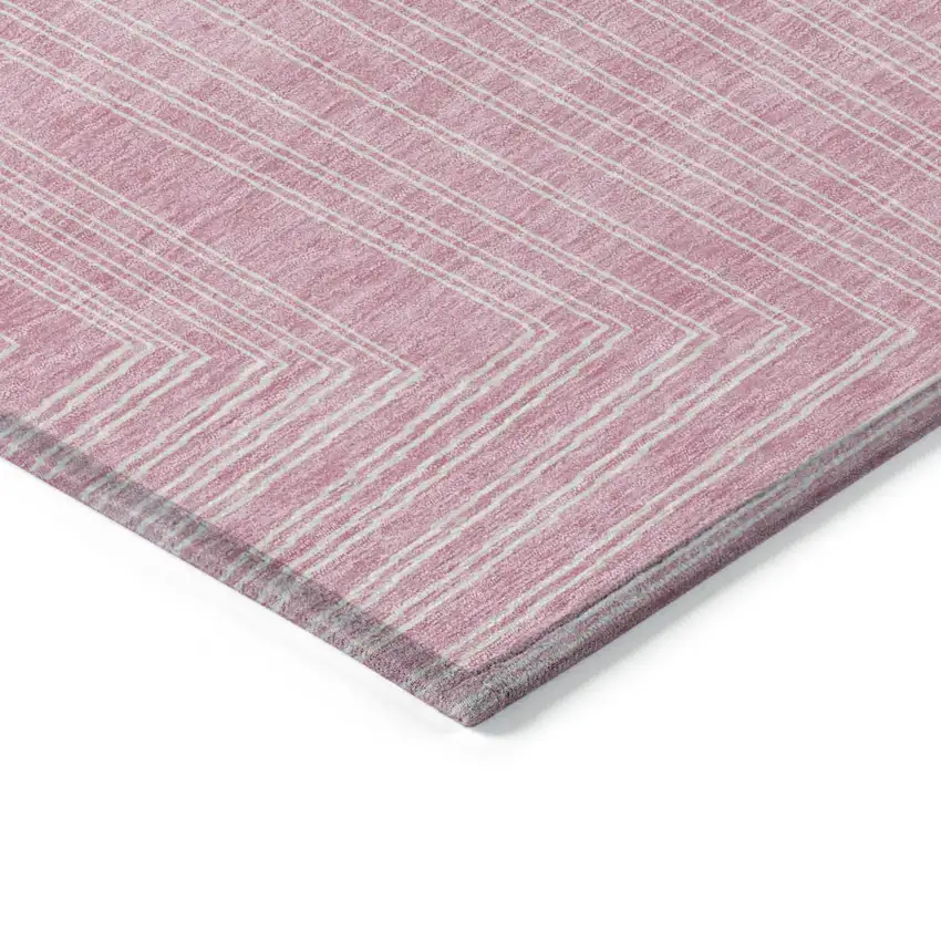 Pink And Ivory Geometric Washable Indoor Outdoor Area Rug Photo 3