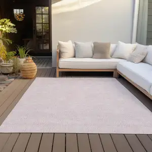 Photo of Pink And Ivory Geometric Washable Indoor Outdoor Area Rug