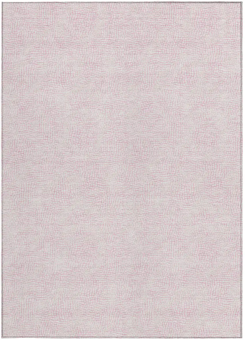 Pink And Ivory Geometric Washable Indoor Outdoor Area Rug Photo 5