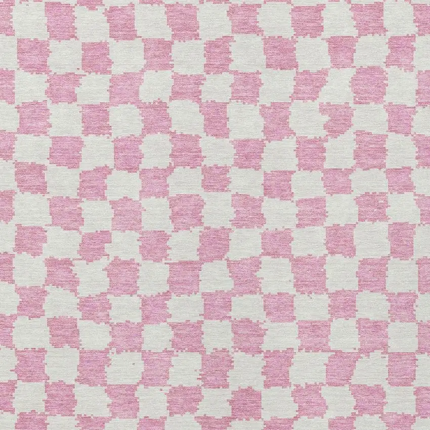 Pink And Ivory Geometric Washable Indoor Outdoor Area Rug Photo 4