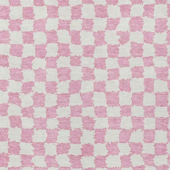 Pink And Ivory Geometric Washable Indoor Outdoor Area Rug Photo 4