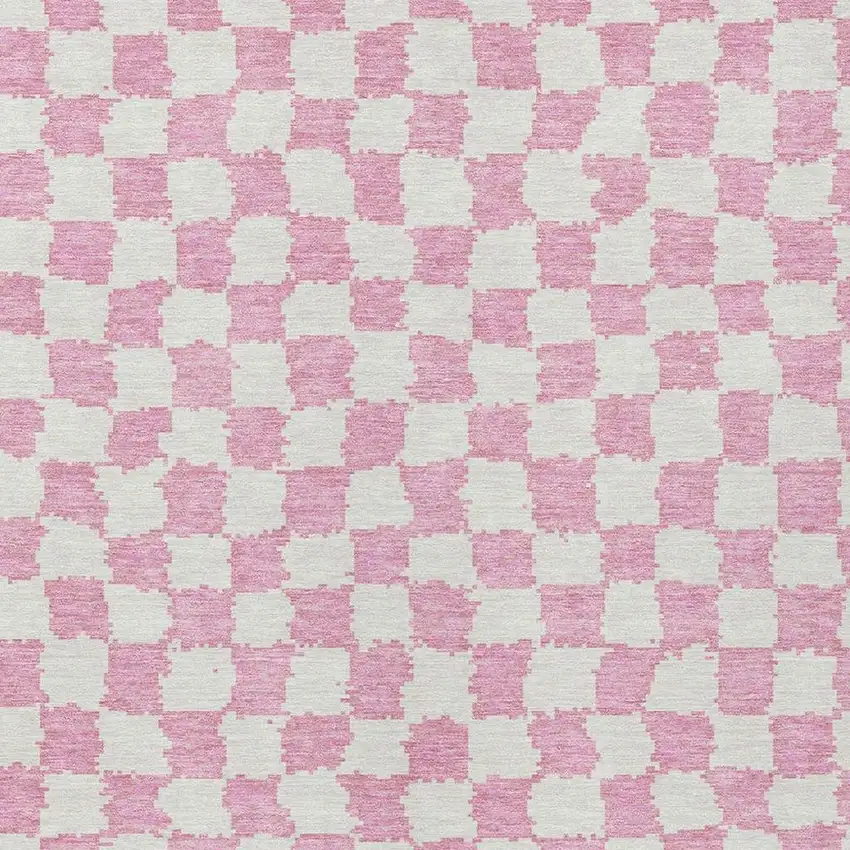 Pink And Ivory Geometric Washable Indoor Outdoor Area Rug Photo 4