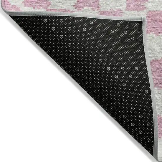 Pink And Ivory Geometric Washable Indoor Outdoor Area Rug Photo 7