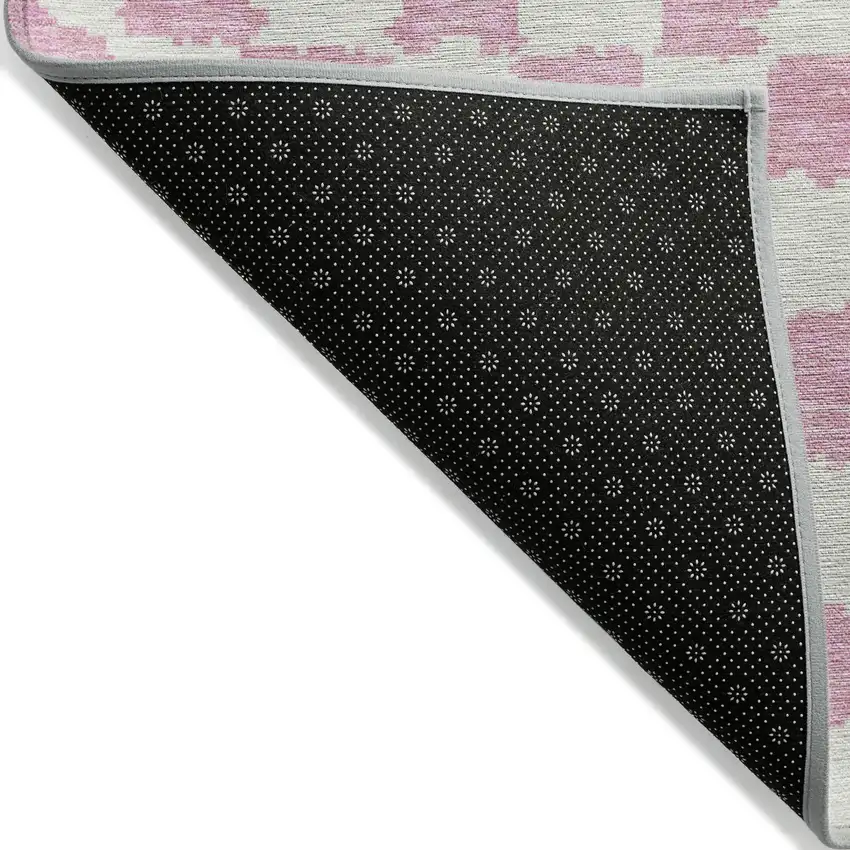 Pink And Ivory Geometric Washable Indoor Outdoor Area Rug Photo 7