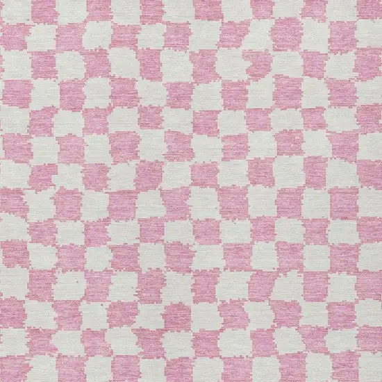 Pink And Ivory Geometric Washable Indoor Outdoor Area Rug Photo 4