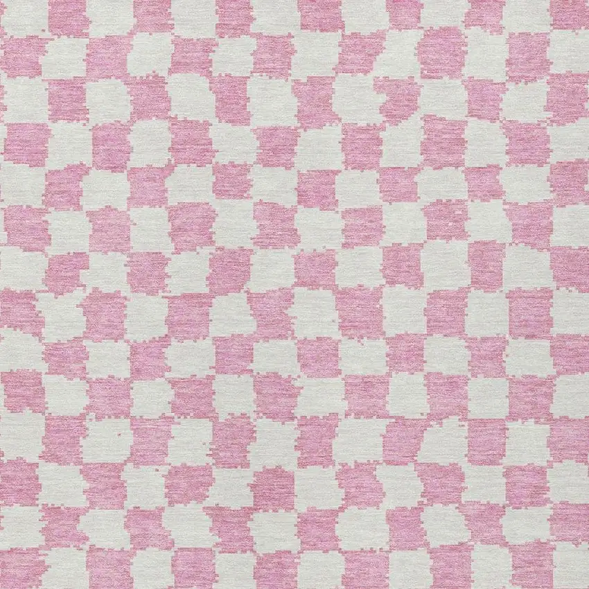 Pink And Ivory Geometric Washable Indoor Outdoor Area Rug Photo 4