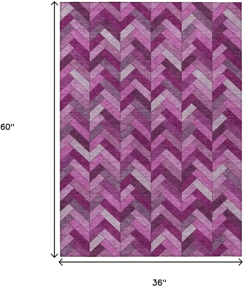 Pink And Ivory Geometric Washable Indoor Outdoor Area Rug Photo 3