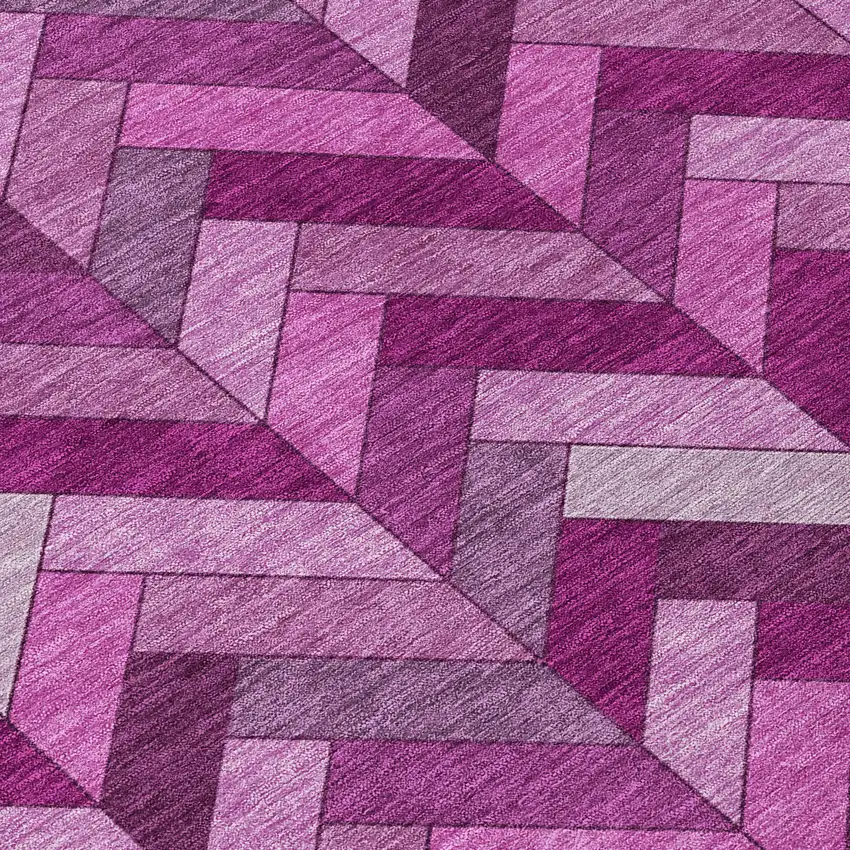 Pink And Ivory Geometric Washable Indoor Outdoor Area Rug Photo 7