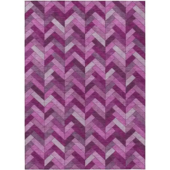 Pink And Ivory Geometric Washable Indoor Outdoor Area Rug Photo 2