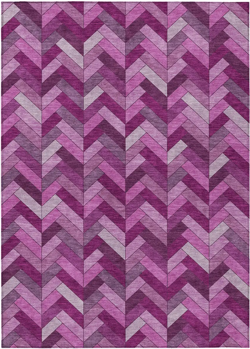 Pink And Ivory Geometric Washable Indoor Outdoor Area Rug Photo 2