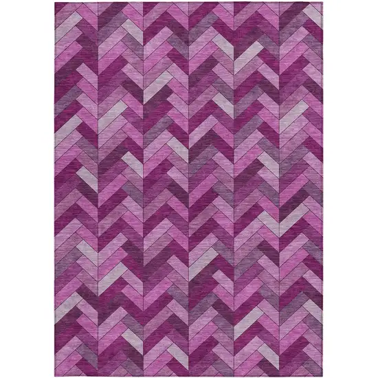 Pink And Ivory Geometric Washable Indoor Outdoor Area Rug Photo 4