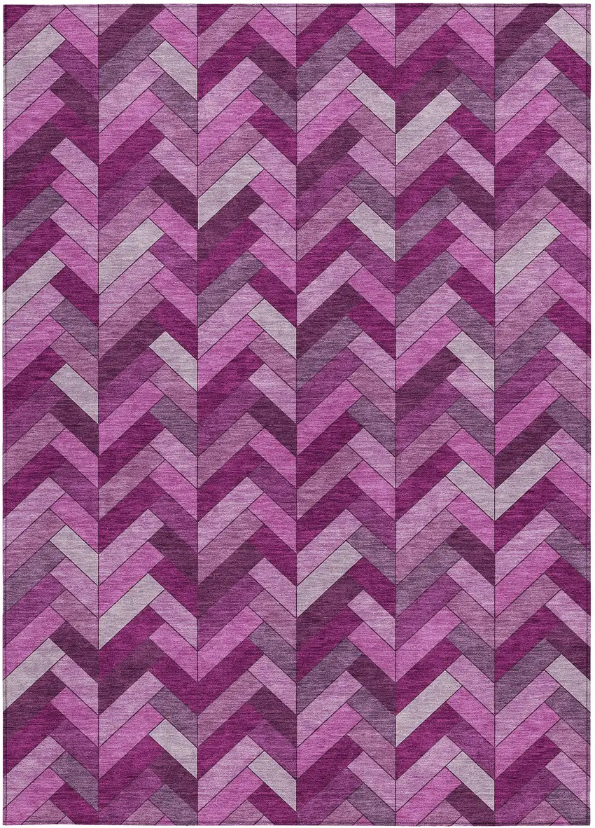 Pink And Ivory Geometric Washable Indoor Outdoor Area Rug Photo 4