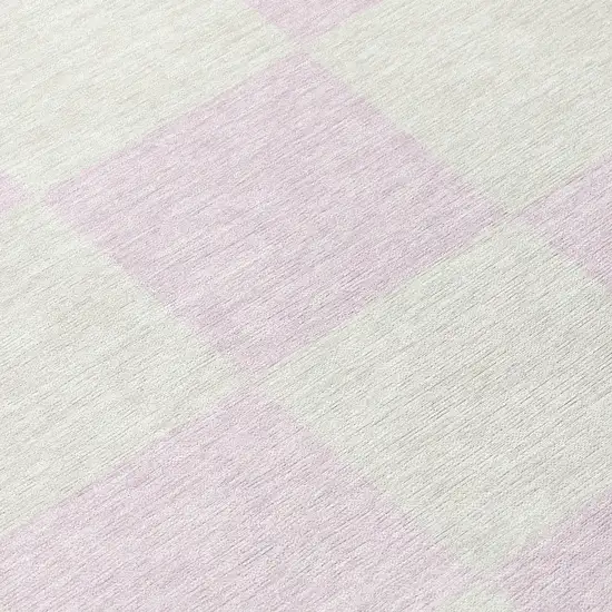 Pink And Ivory Geometric Washable Indoor Outdoor Area Rug Photo 7