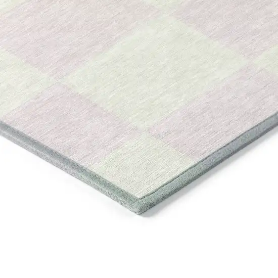 Pink And Ivory Geometric Washable Indoor Outdoor Area Rug Photo 6