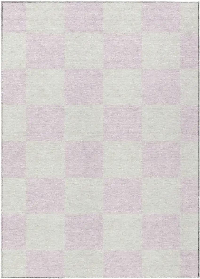 Pink And Ivory Geometric Washable Indoor Outdoor Area Rug Photo 2