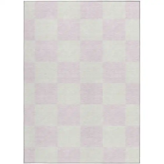 Pink And Ivory Geometric Washable Indoor Outdoor Area Rug Photo 4